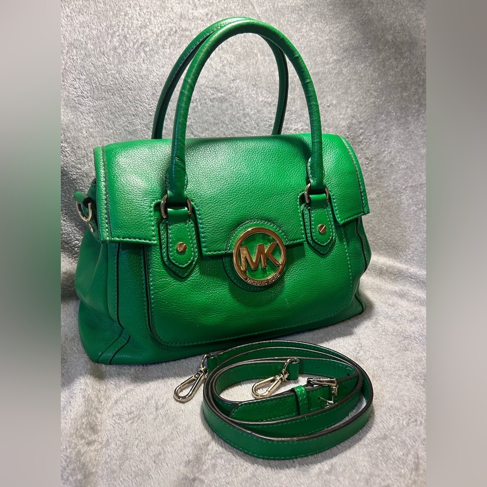 Michael Kors Margo Front Flap Kelly Green Satchel - Picture 3 of 16